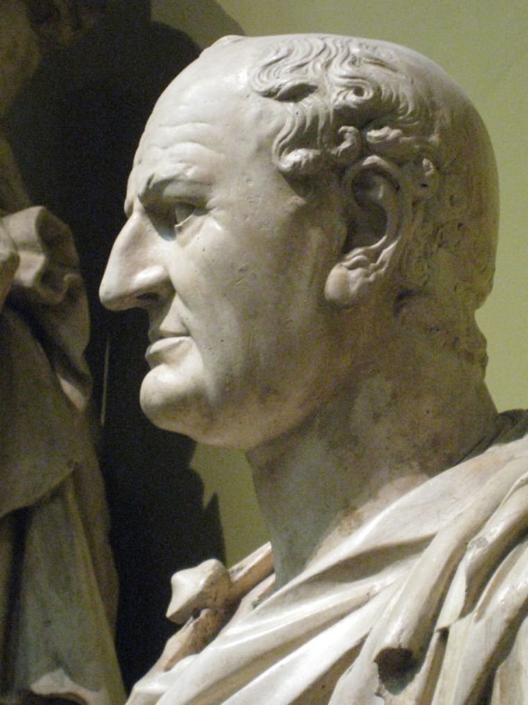 Bust of Vespasian — the Roman general who crushed the Jewish revolt and was proclaimed emperor in 69 CE, fulfilling the Flavian dynasty's role in the destruction of Jerusalem. Pushkin Museum, Moscow. Wikimedia Commons.